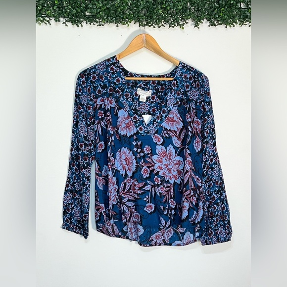 NWT Band Of The Free Josie Sapphire Mixed Print Long Sleeve Top Small - Picture 1 of 12